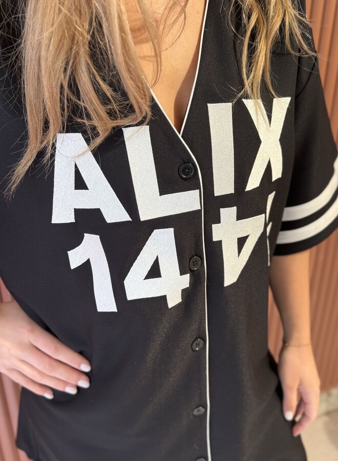 Baseball shirt dress | Black