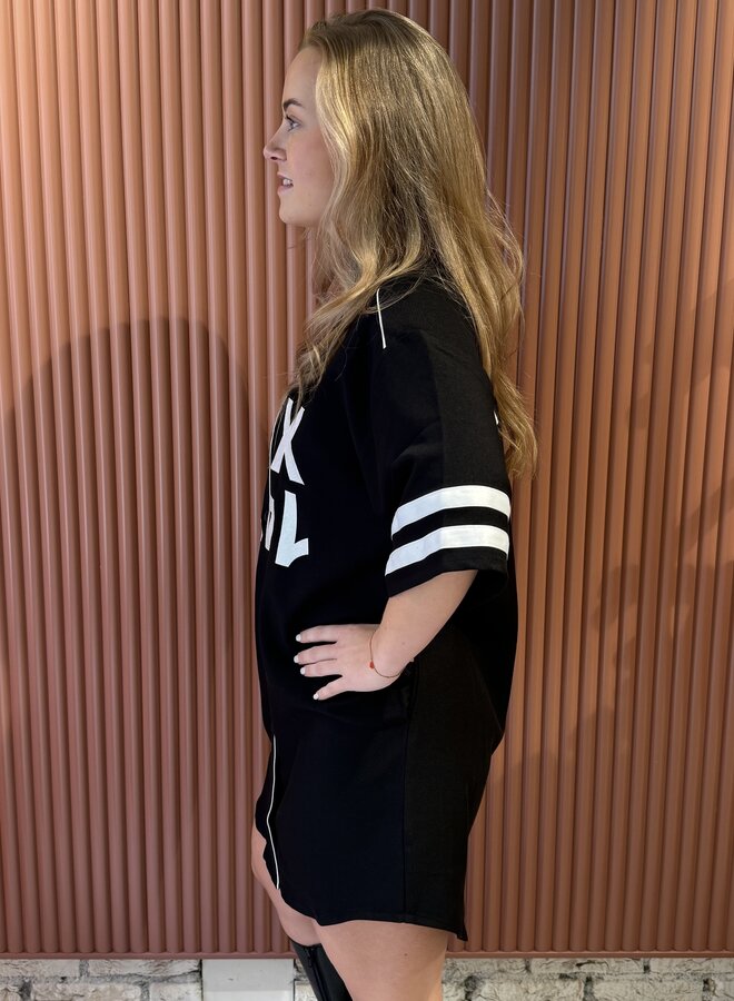 Baseball shirt dress | Black