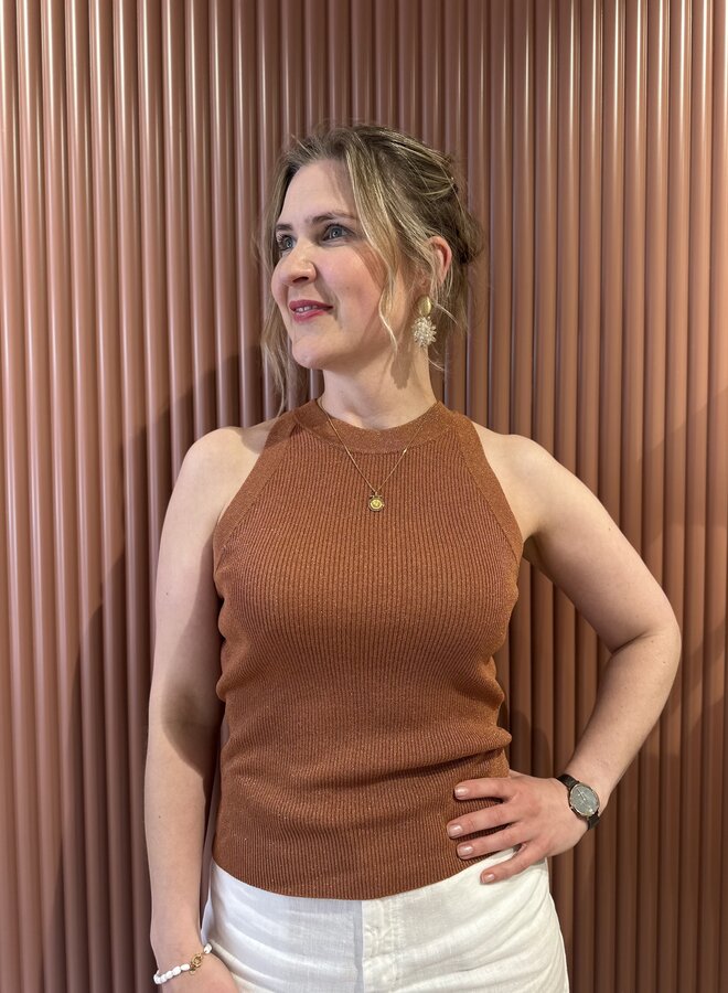 Noki metallic knitted tanktop | Amber Glow