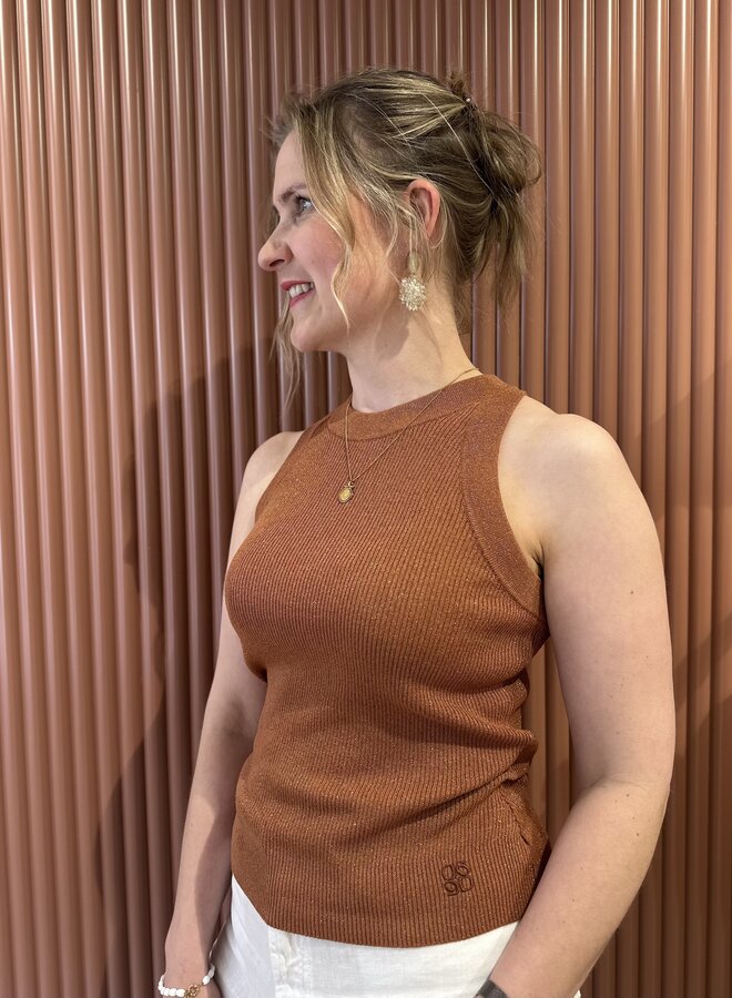 Noki metallic knitted tanktop | Amber Glow