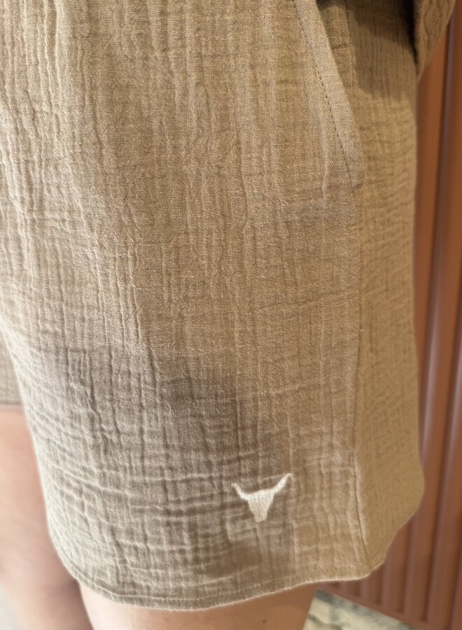 Crinkle shorts | Taupe