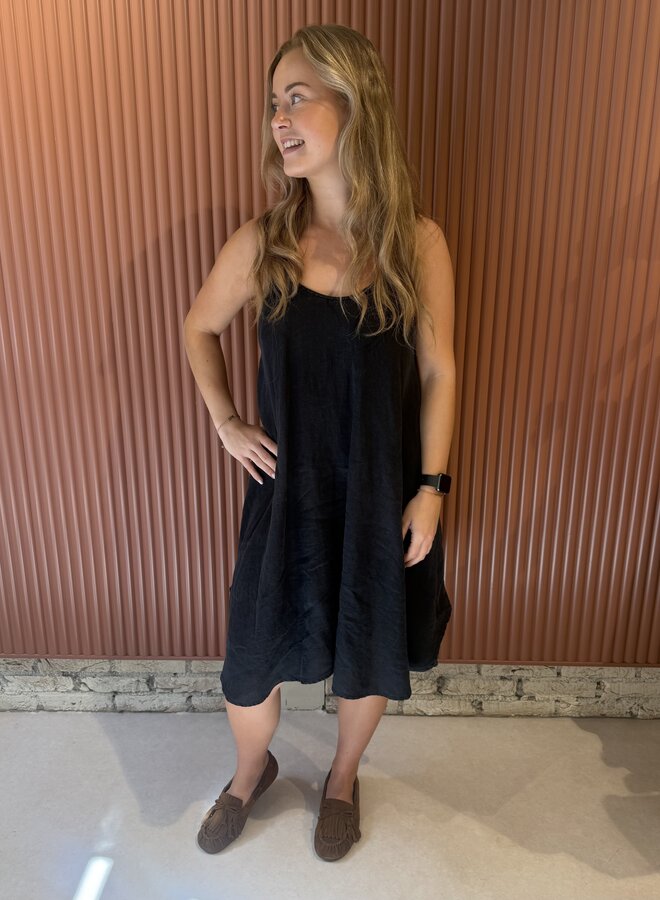 Yara | Linen Dress | Navy