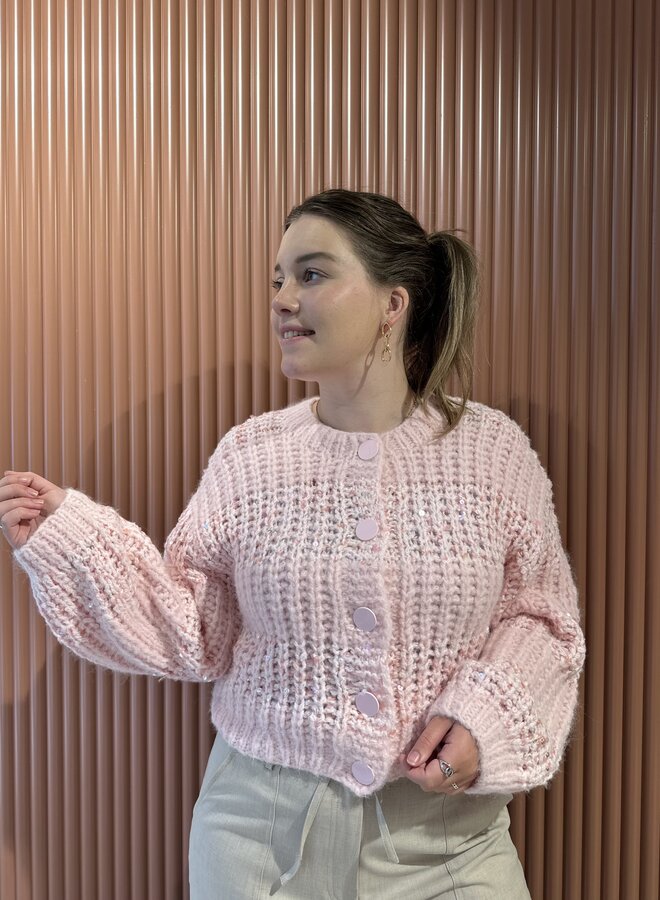 Juna Stripe Cardigan | Rose Quartz