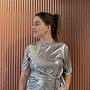 Uxia Metallic Twist Detail Top | Silver