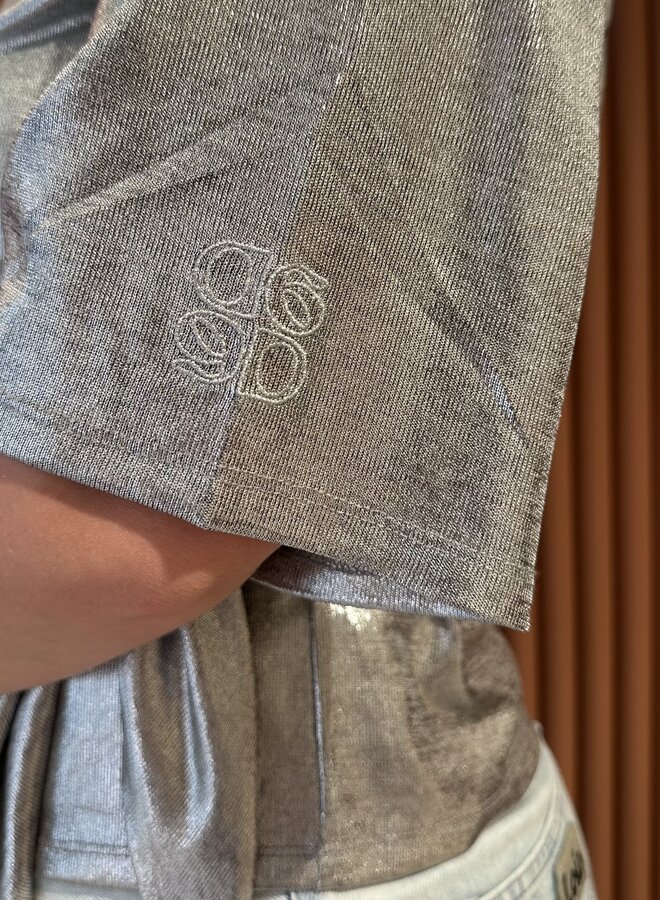 Uxia Metallic Twist Detail Top | Silver