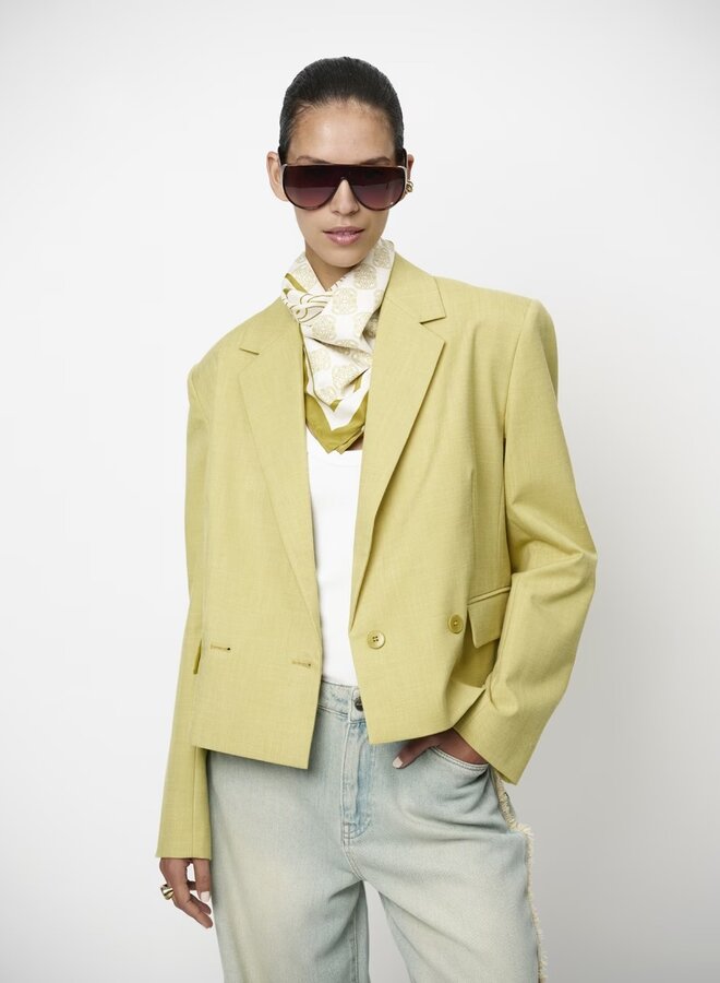 Reyes relaxed fit cropped blazer | Solar Lime