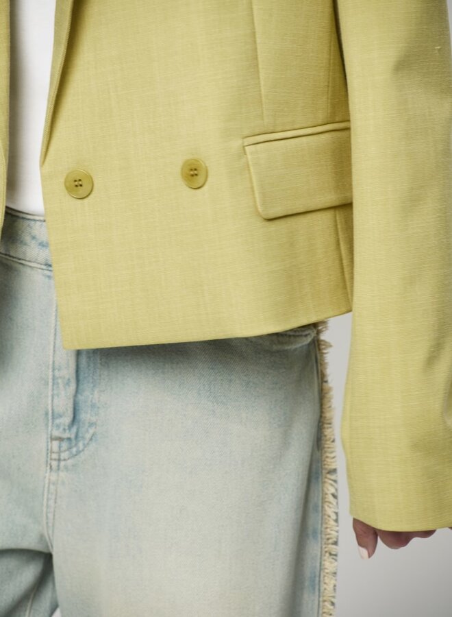 Reyes relaxed fit cropped blazer | Solar Lime