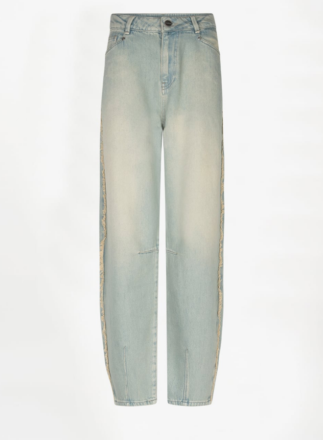 Brave fringed barrel leg jeans | Sunfaded Denim