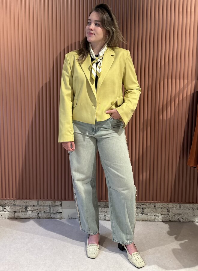 Reyes relaxed fit cropped blazer | Solar Lime