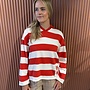 Block stripe polo sweater | Spicy coral