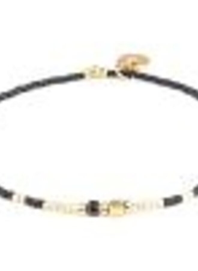 Dunc Jewelry | Maansteen armband miyuki delica kralen - Zwart