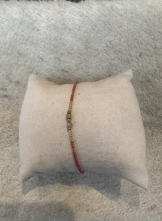 Dunc Jewelry | Maansteen armband miyuki delica kralen - Rood