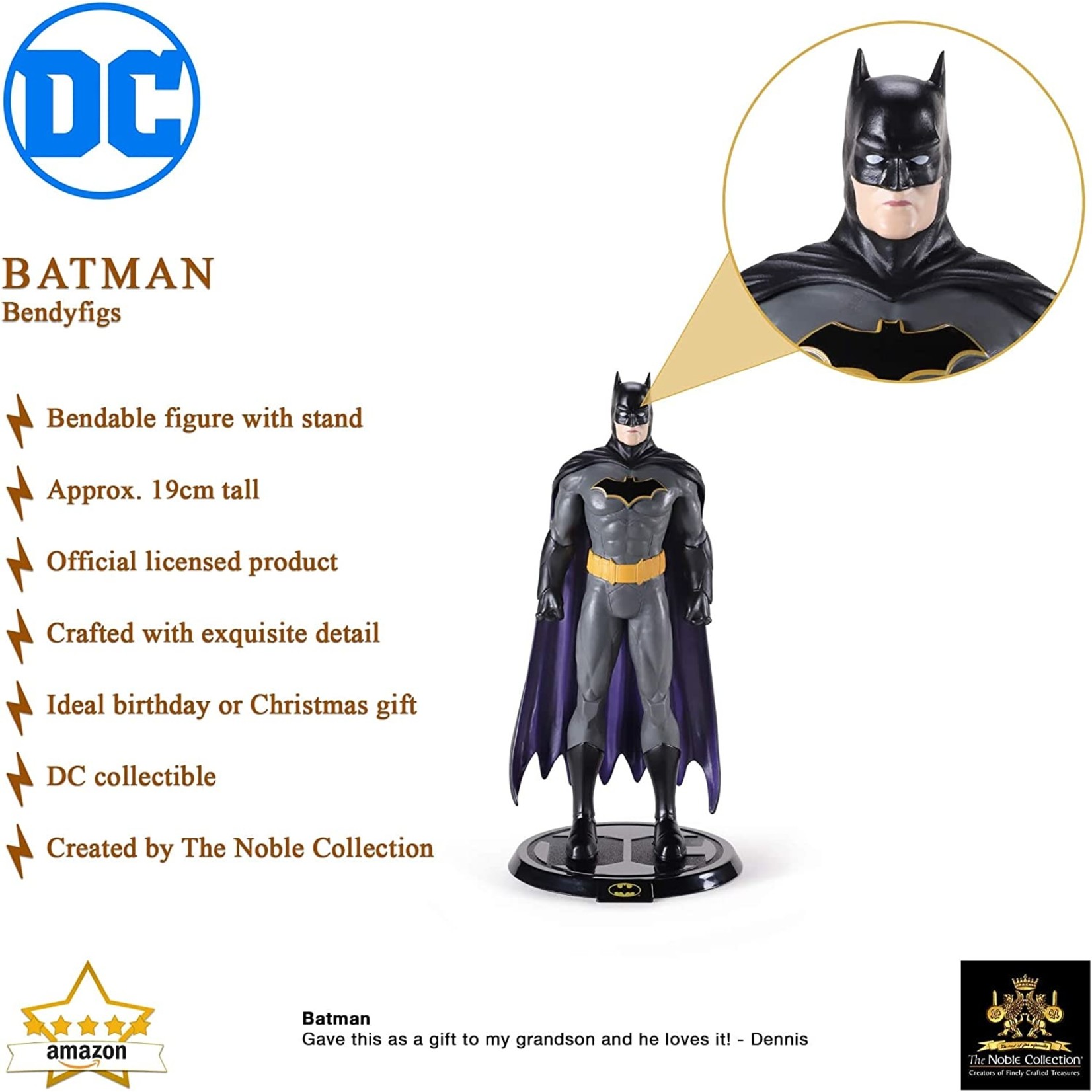 Figurine Batman BendyFigs De DC Comics - Figurine Malléable Avec Socle Inclus