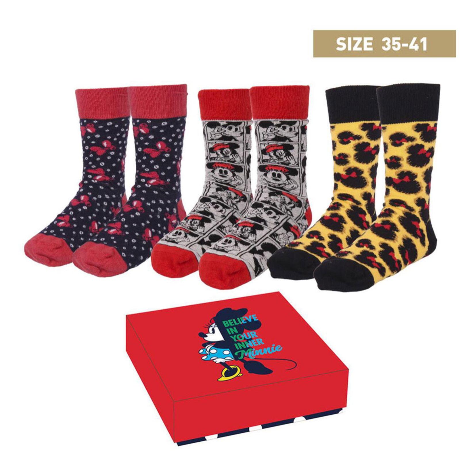 Cerdá Cerdá Disney Minnie Mouse Believe In Your Inner Minnie Socks 3-Pack Size 36-41