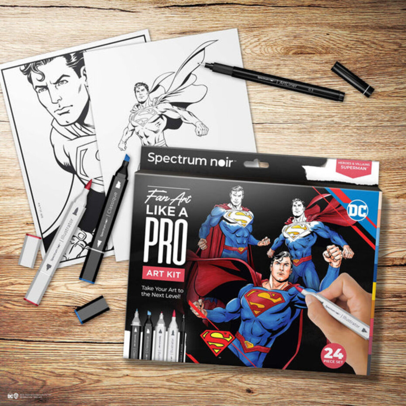 Spectrum Noir Spectrum Noir DC Comics Fan Art Like a Pro Kit Superman 24 pcs