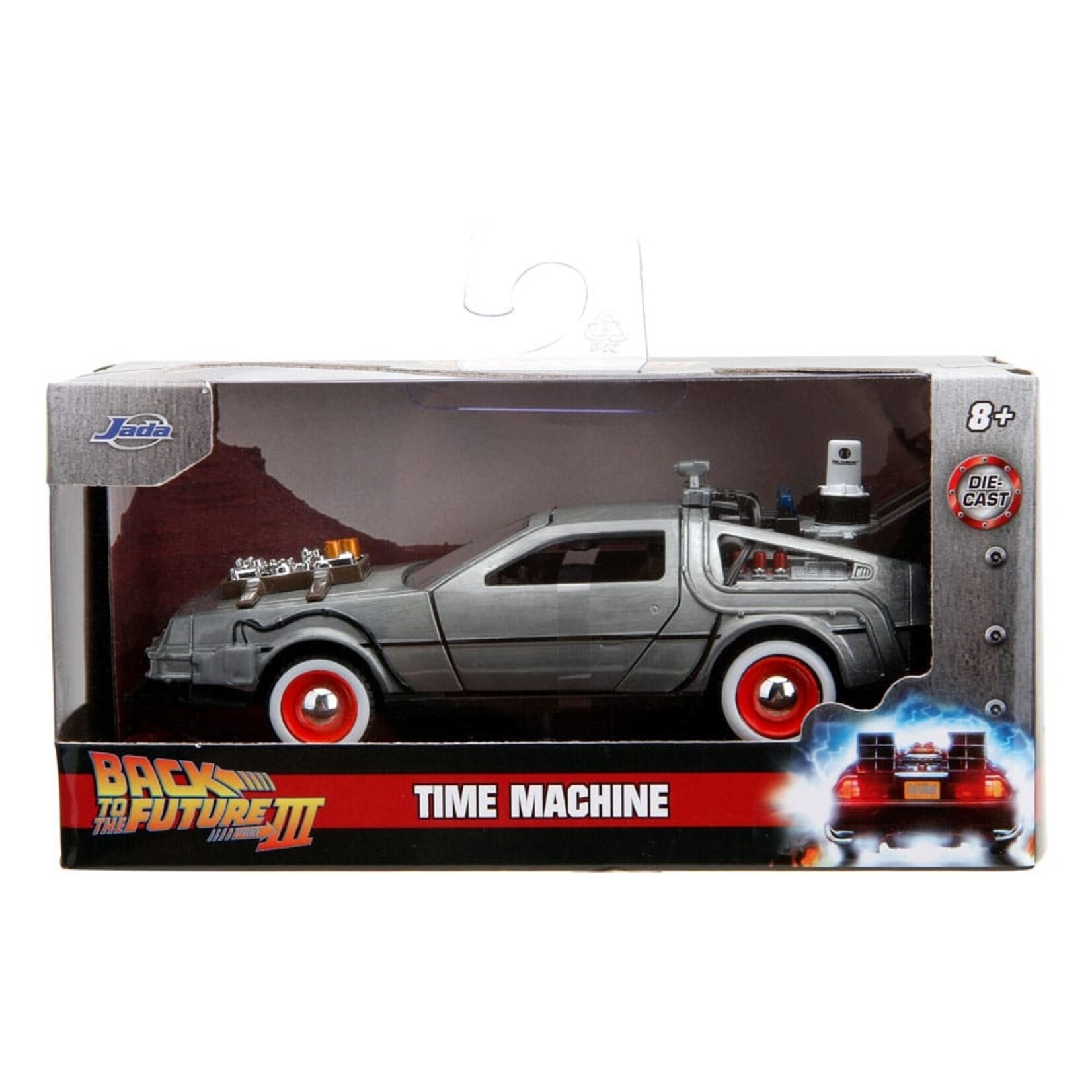 Jada Jada Back to the Future III DeLorean Time Machine Free Rolling Diecast Model Car Scale 1:32