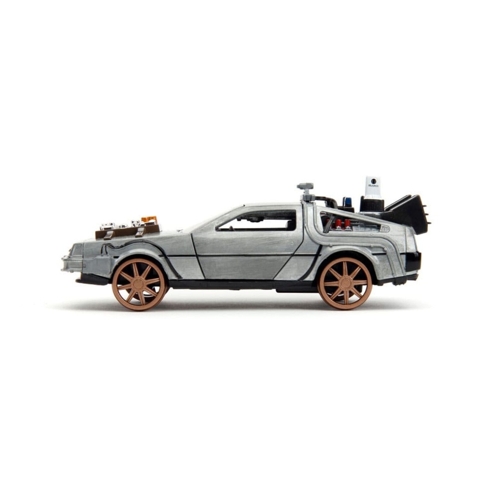 Jada Jada Back to the Future III DeLorean Time Machine Railroad Wheels Diecast Model Car Scale 1:32