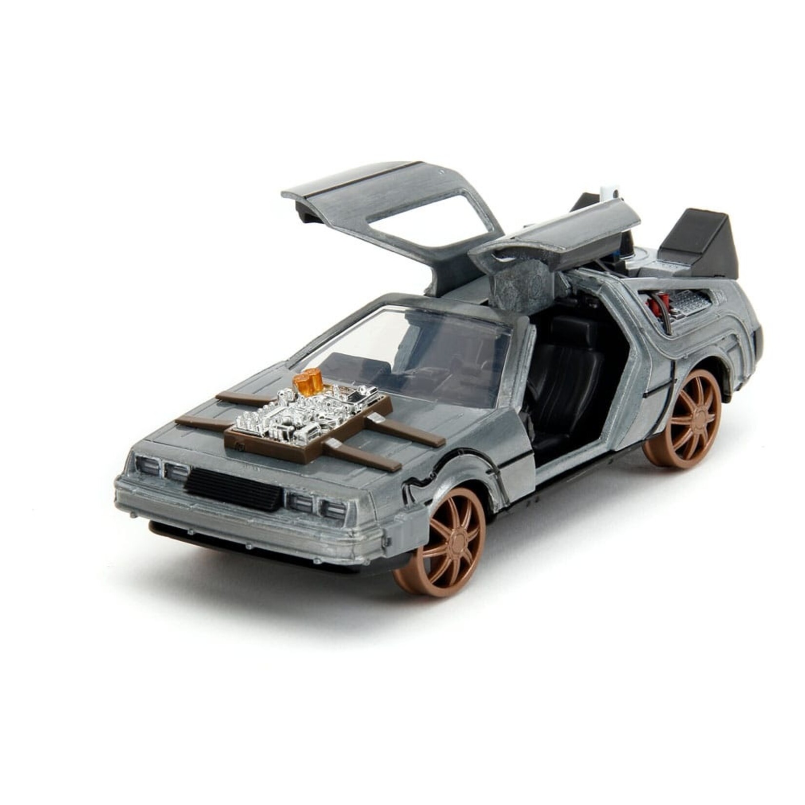 Jada Jada Back to the Future III DeLorean Time Machine Railroad Wheels Diecast Model Car Scale 1:32