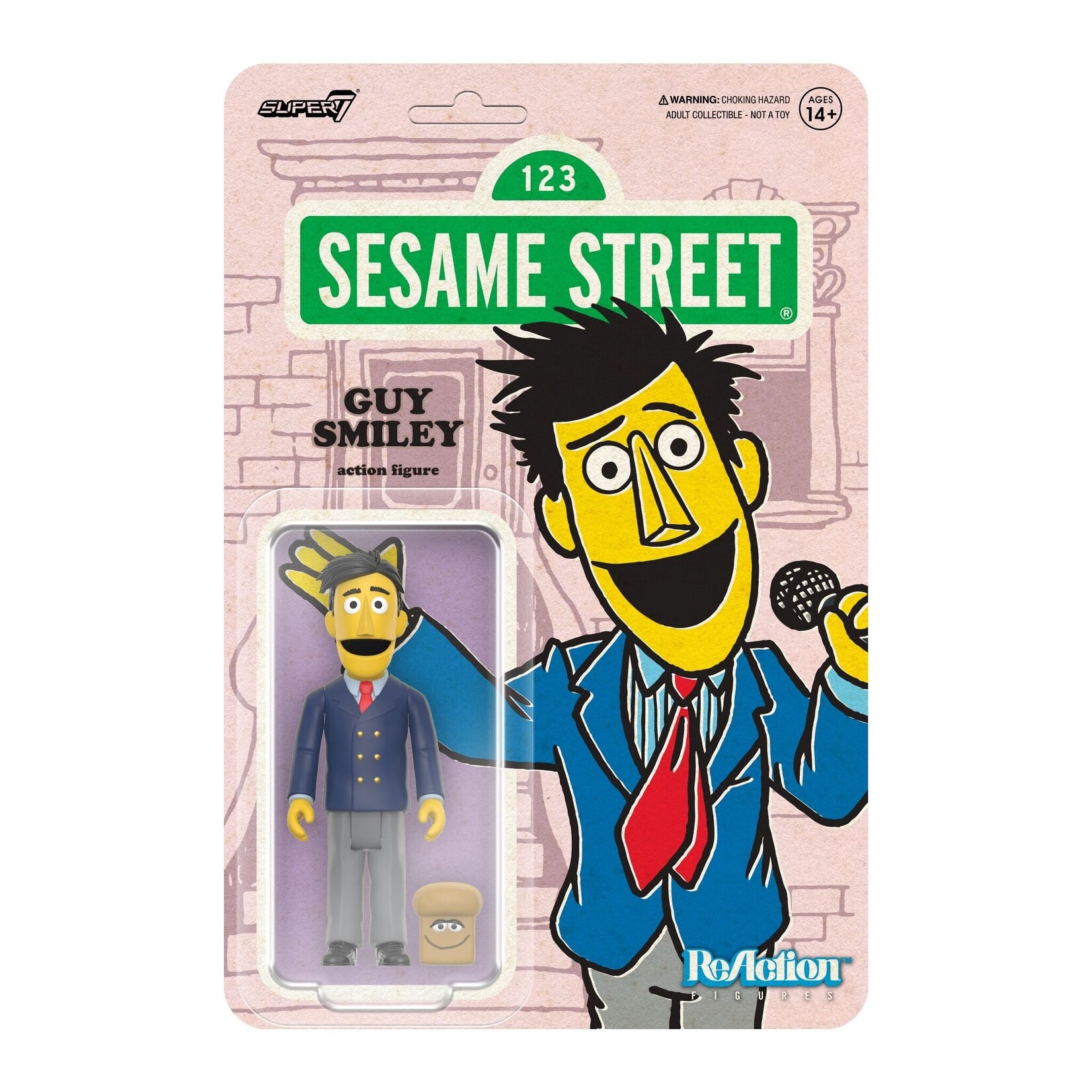 Super7 Super7 Sesame Street ReAction Action Figure Guy Smiley (With Bread) 10 cm