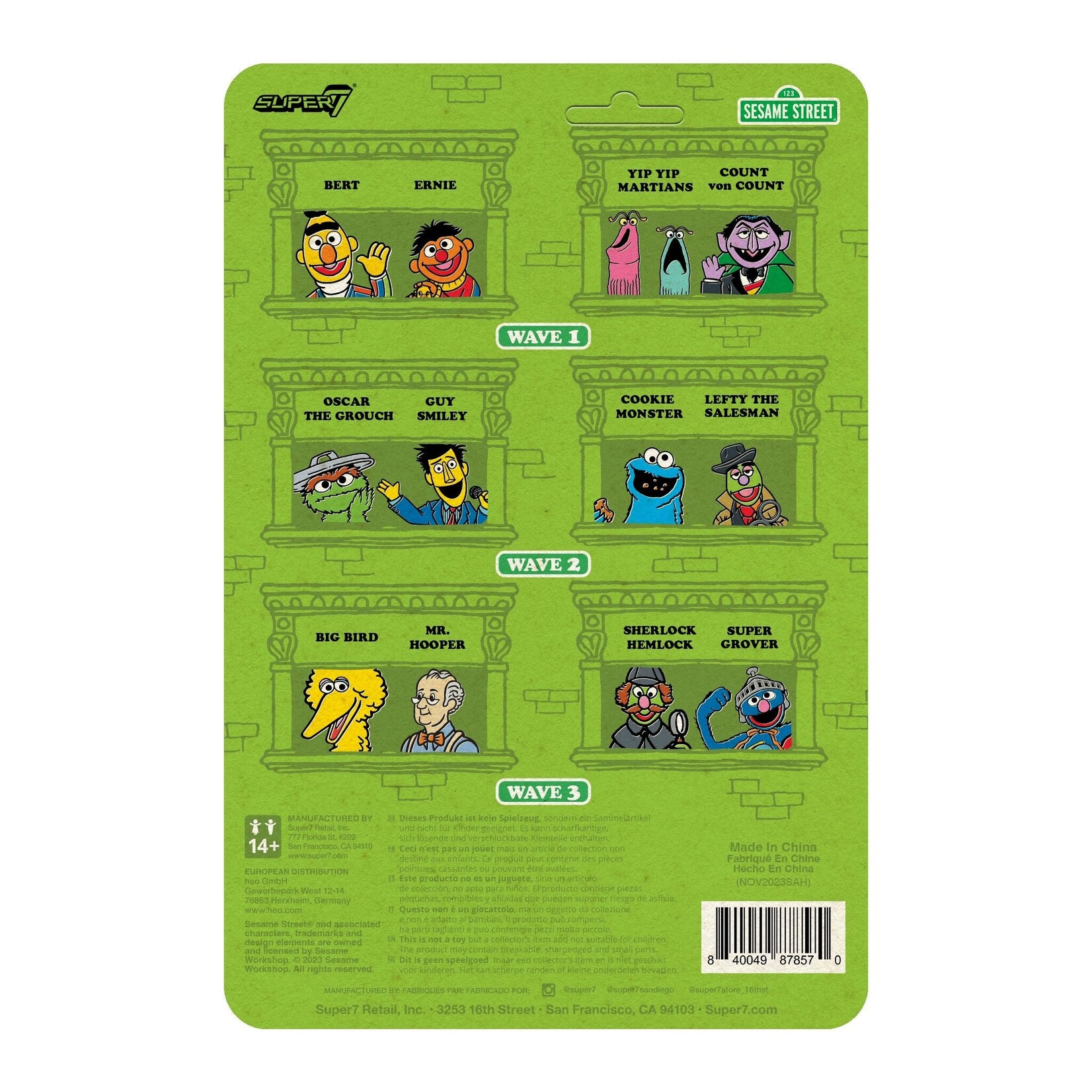Super7 Super7 Sesame Street ReAction Action Figure Super Grover 10 cm