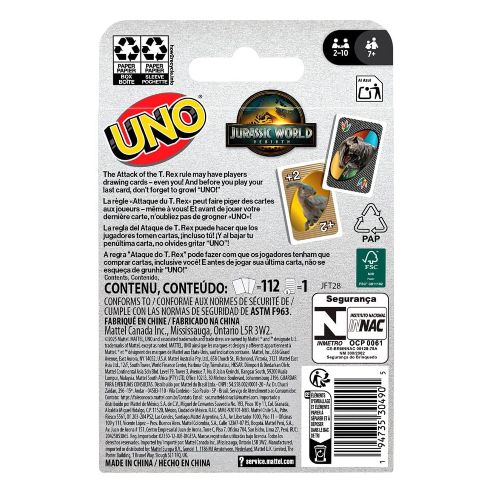 Mattel Mattel Jurassic World Rebirth UNO Kaartspel