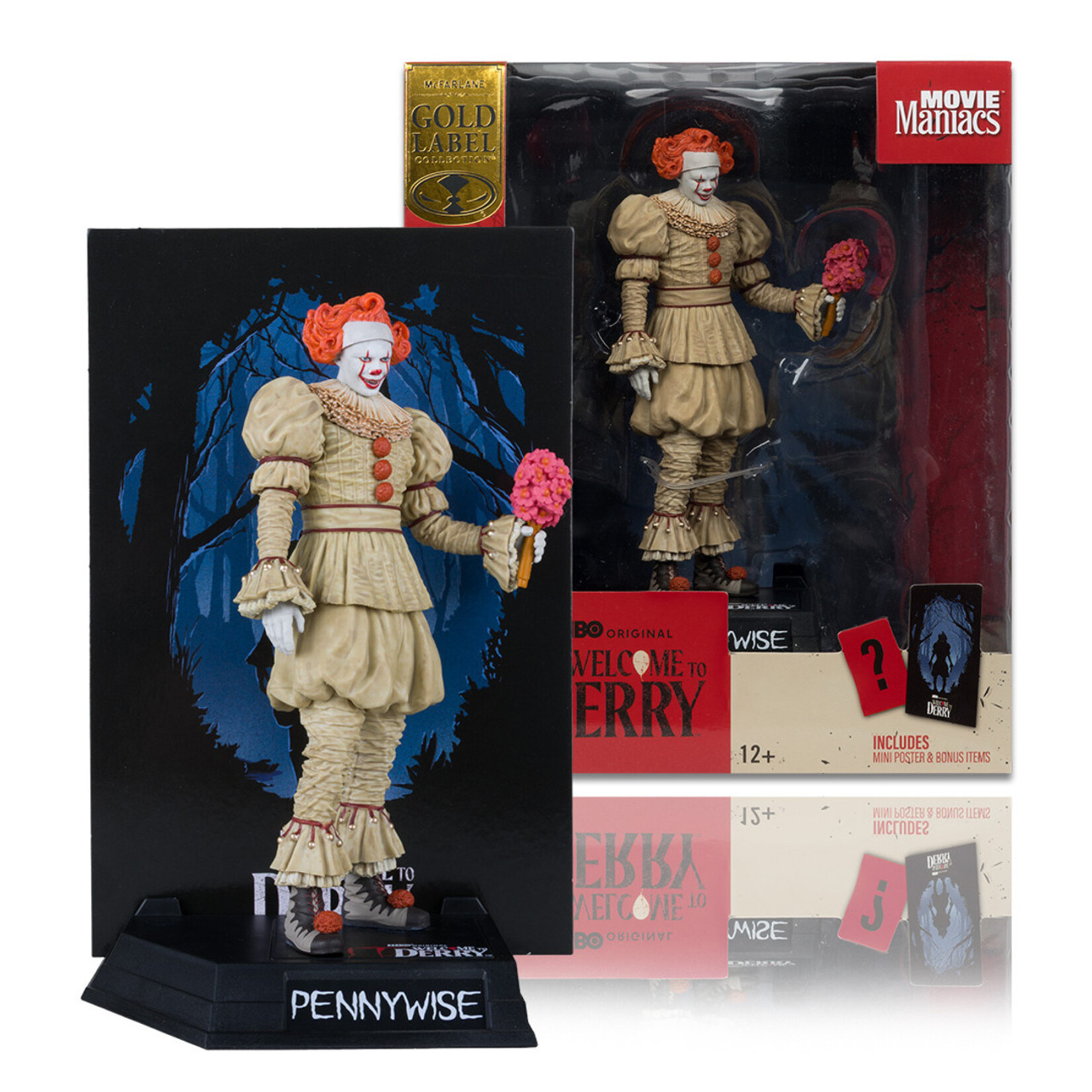 McFarlane Toys McFarlane Toys It: Welcome to Derry Movie Maniacs PVC Statue Pennywise (Flashback) (Gold Label) 16 cm
