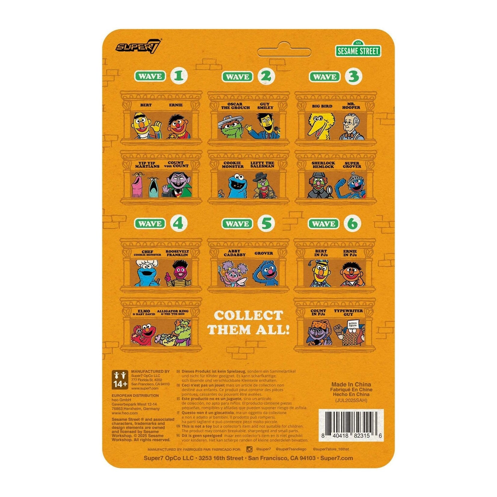 Super7 Super7 Sesame Street ReAction Action Figure Bert in PJs 10 cm