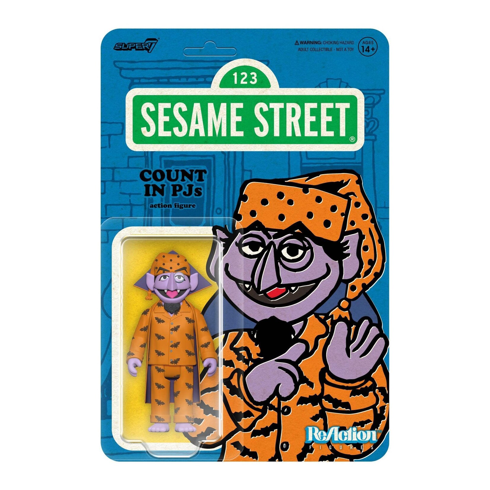 Super7 Super7 Sesame Street ReAction Action Figure Count Von Count in PJs 10 cm