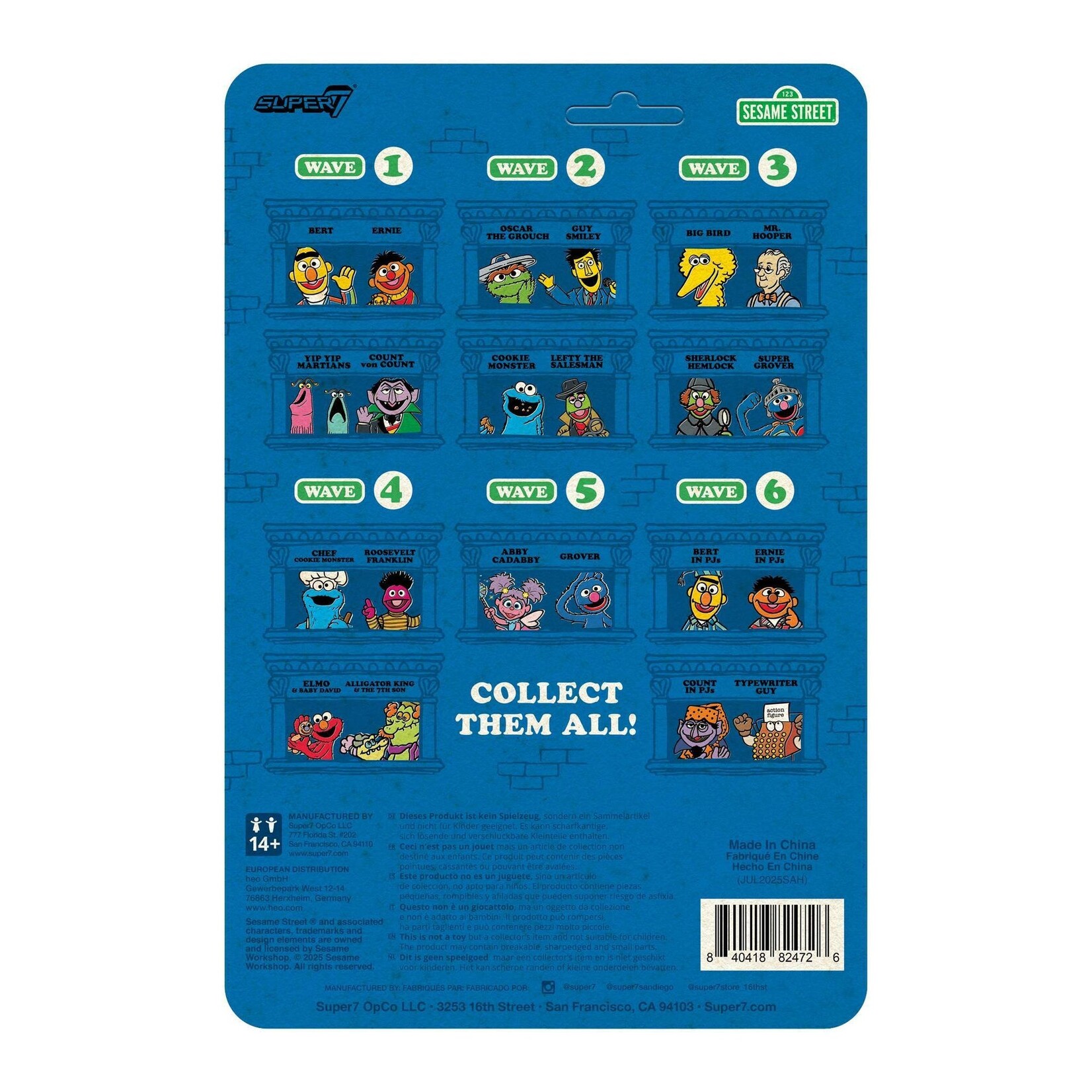 Super7 Super7 Sesame Street ReAction Action Figure Count Von Count in PJs 10 cm