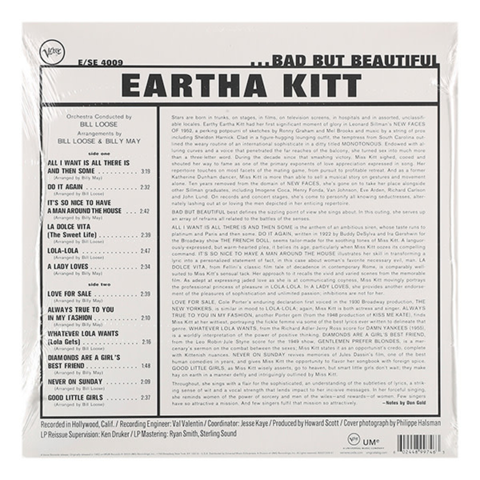 KITT, EARTHA - BAD BUT BEAUTIFUL - LP