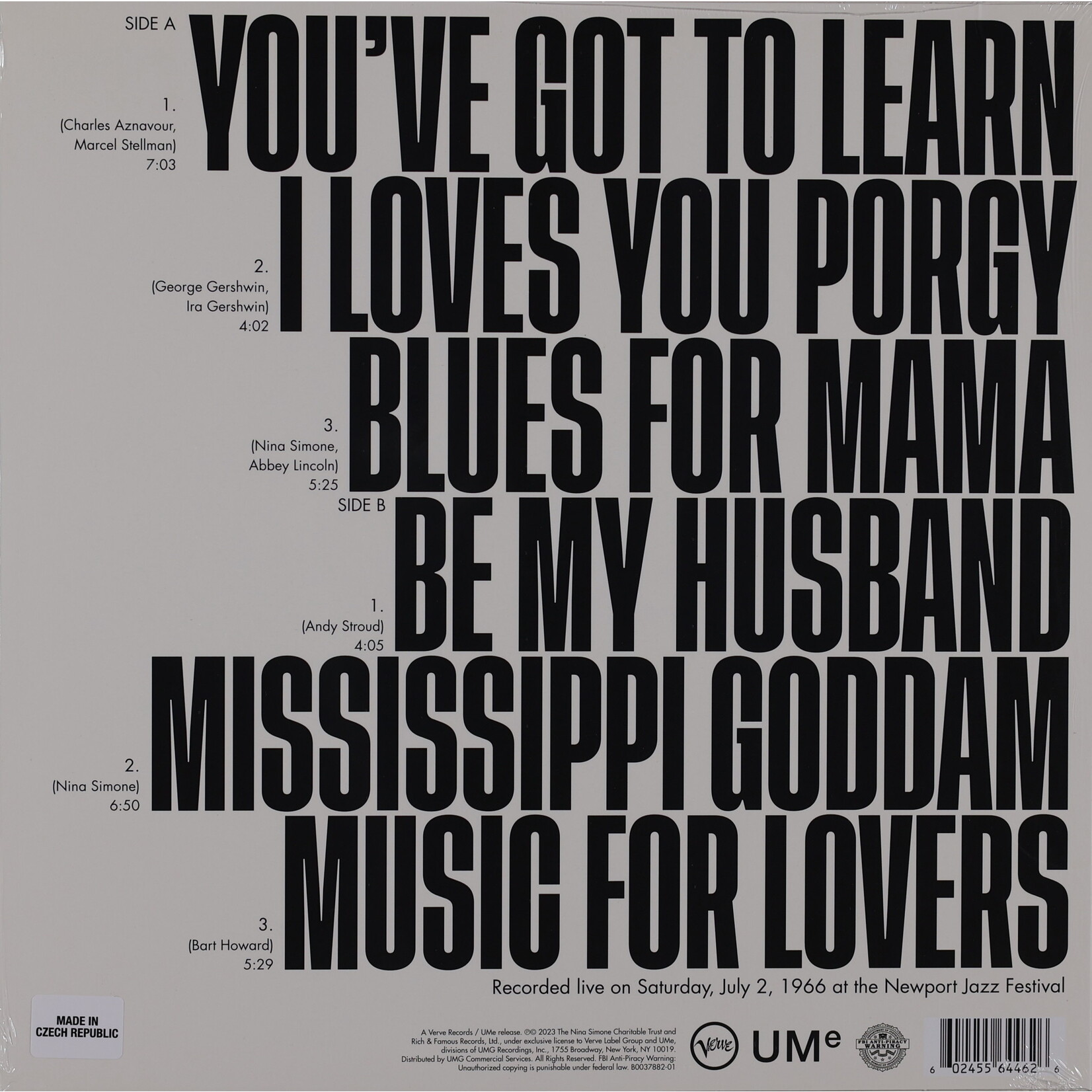 SIMONE, NINA - YOU'VE GOT TO LEARN - LP