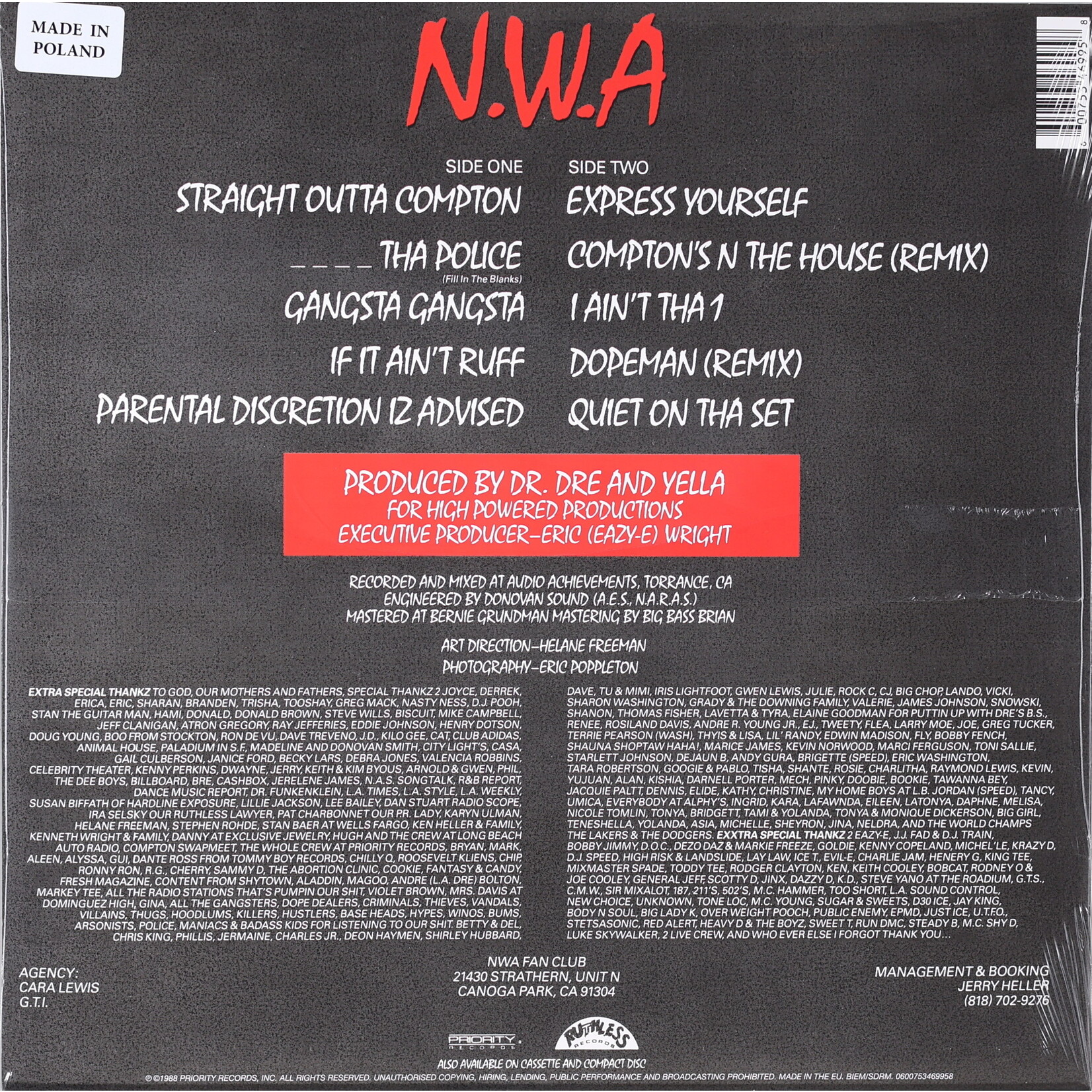 N.W.A. - STRAIGHT OUTTA COMPTON - LP