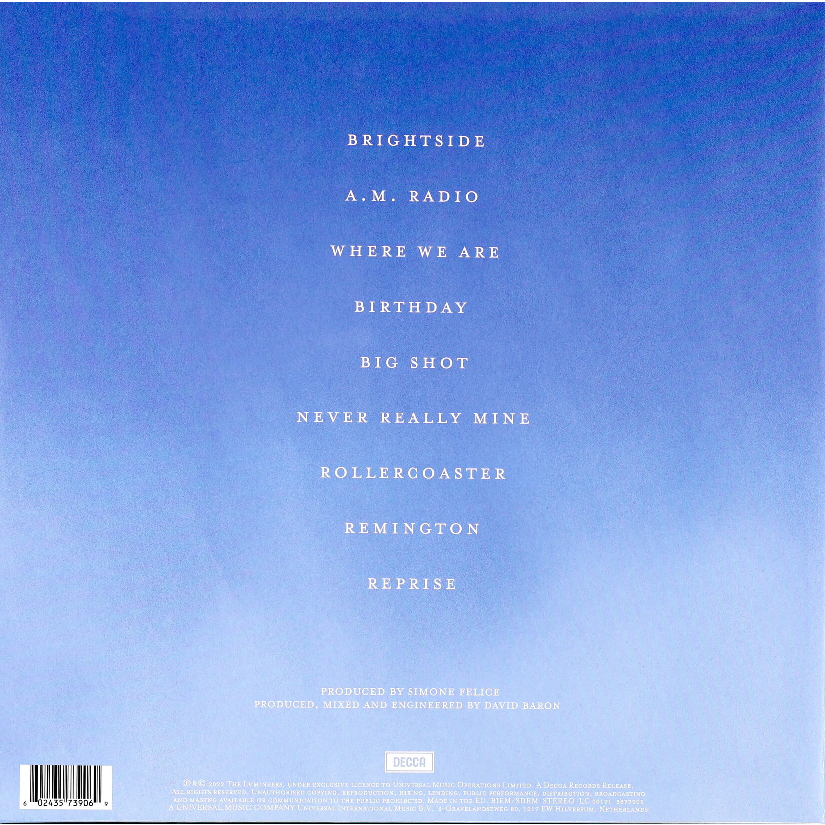 LUMINEERS, THE - BRIGHTSIDE - GATEFOLD LP