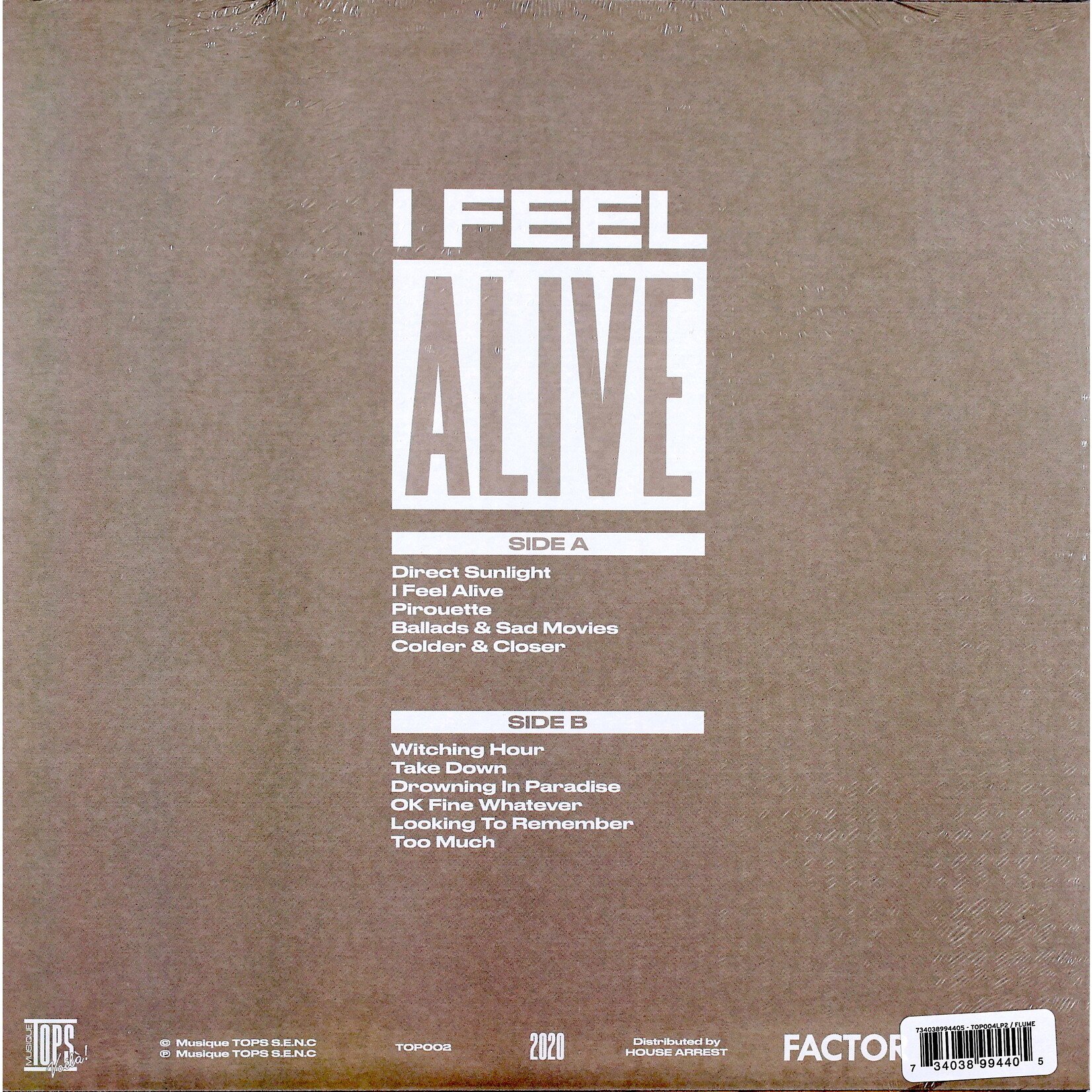 TOPS - I FEEL ALIVE - LTD COLOURED PINK & GREEN SWIRL LP