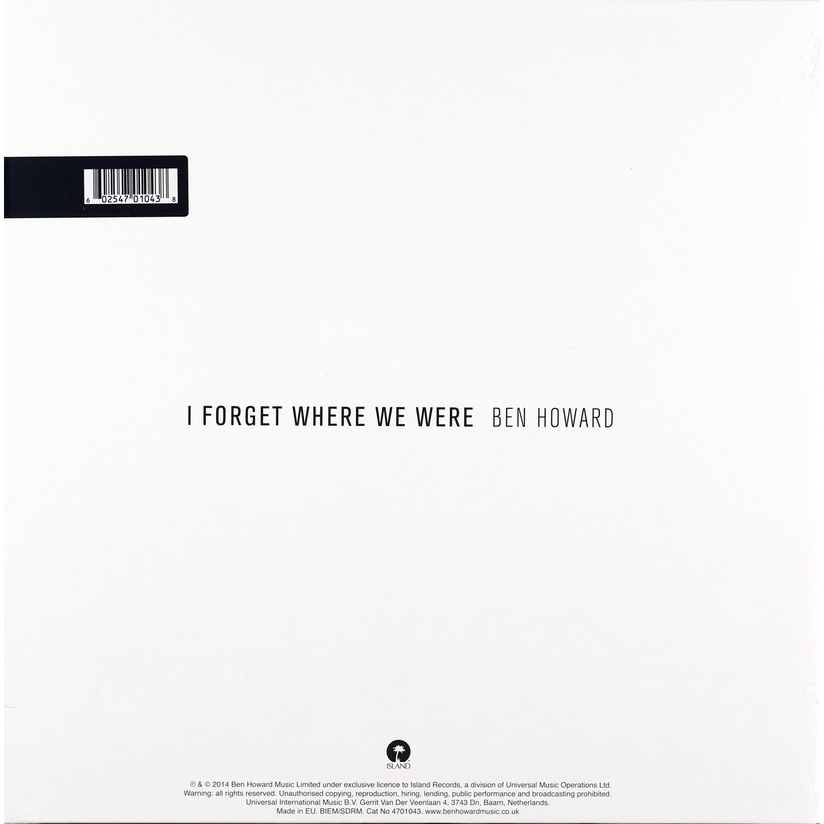 HOWARD, BEN - I FORGET WHERE WE WERE - 2LP