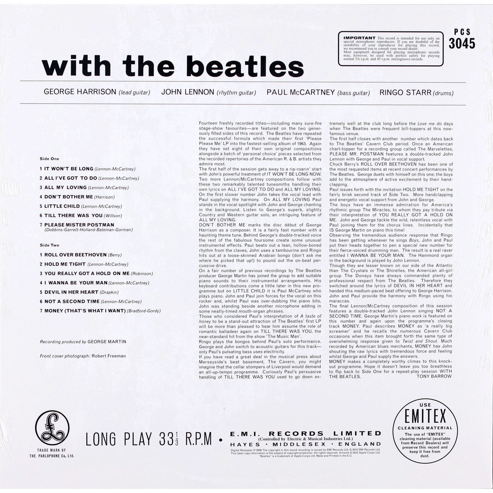 THE BEATLES - WITH THE BEATLES - REMASTERED LP