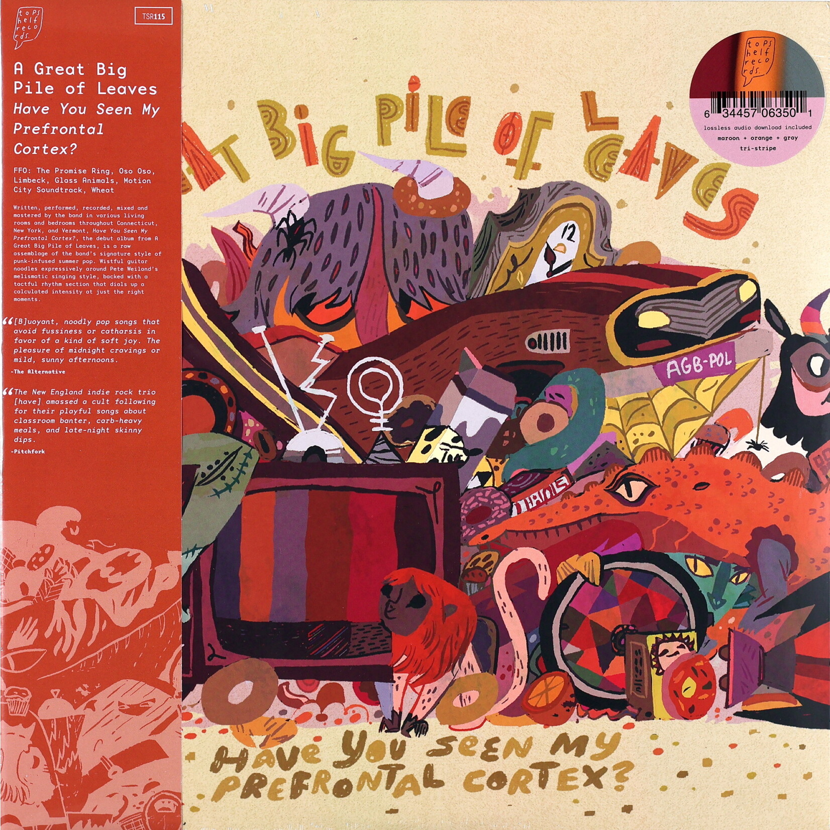 A GREAT BIG PILE OF LEAVES -  HAVE YOU SEEN MY PREFRONTAL CORTEX?  - GATEFOLD COLOURED MAROON, ORANGE & GRAY TRI-STRIPE EFFECT LP