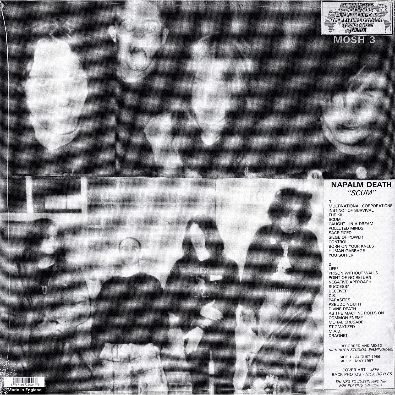 NAPALM DEATH - SCUM - REMASTERED REISSUE LP