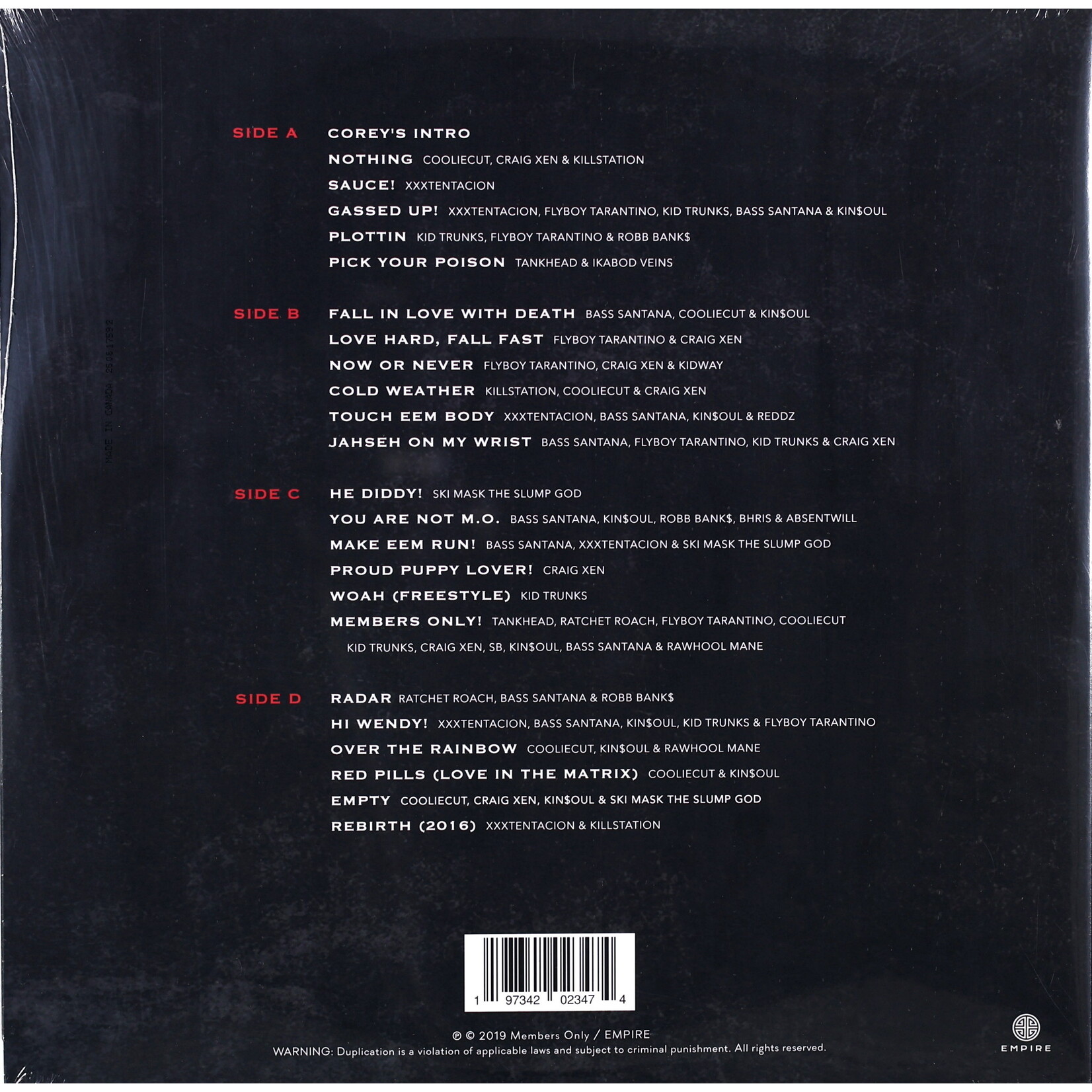 XXXTENTACION - MEMBERS ONLY VOL. 4 - IMPORT GATEFOLD 2LP
