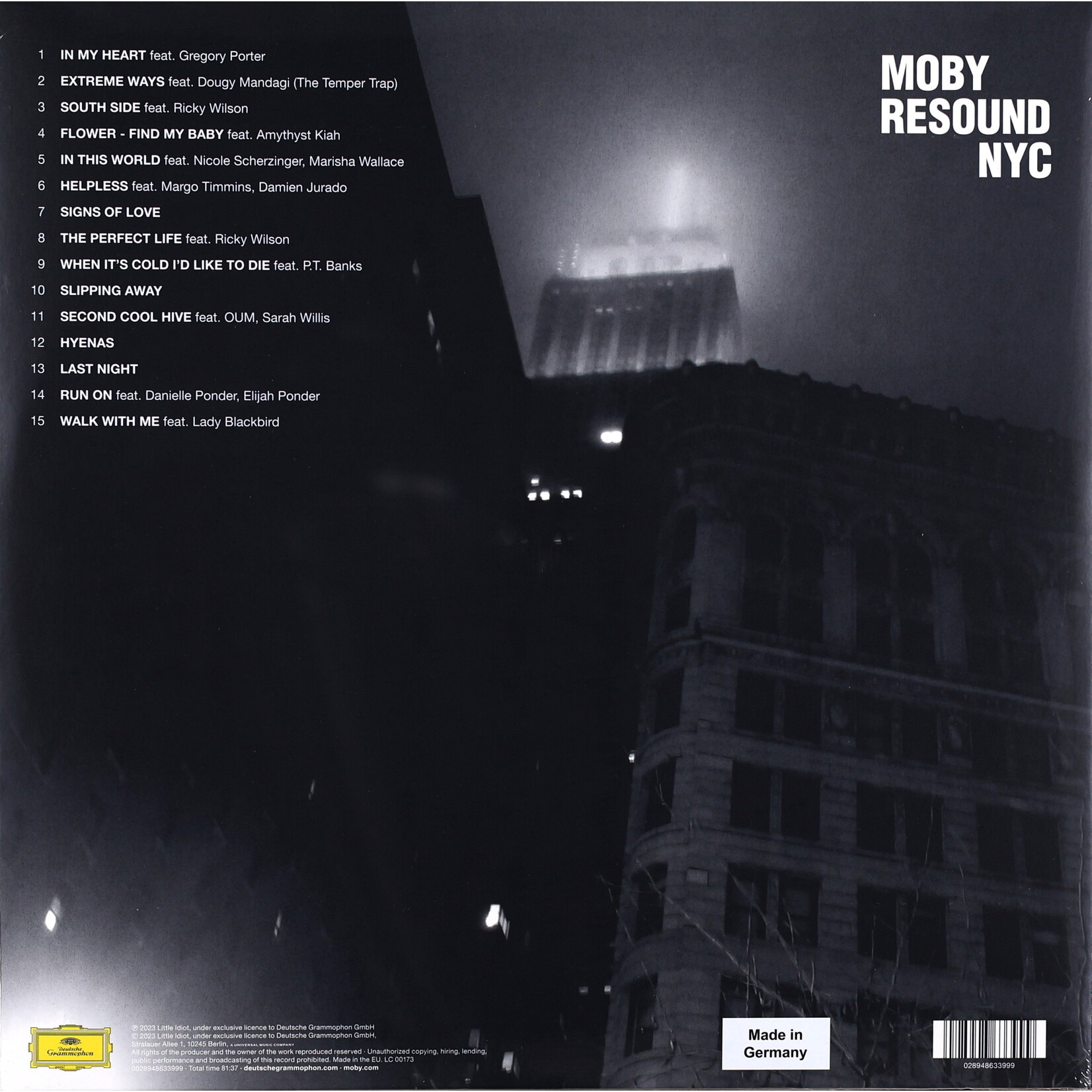 MOBY - RESOUND NYC - LTD GATEFOLD COLOURED CRYSTAL CLEAR 2LP