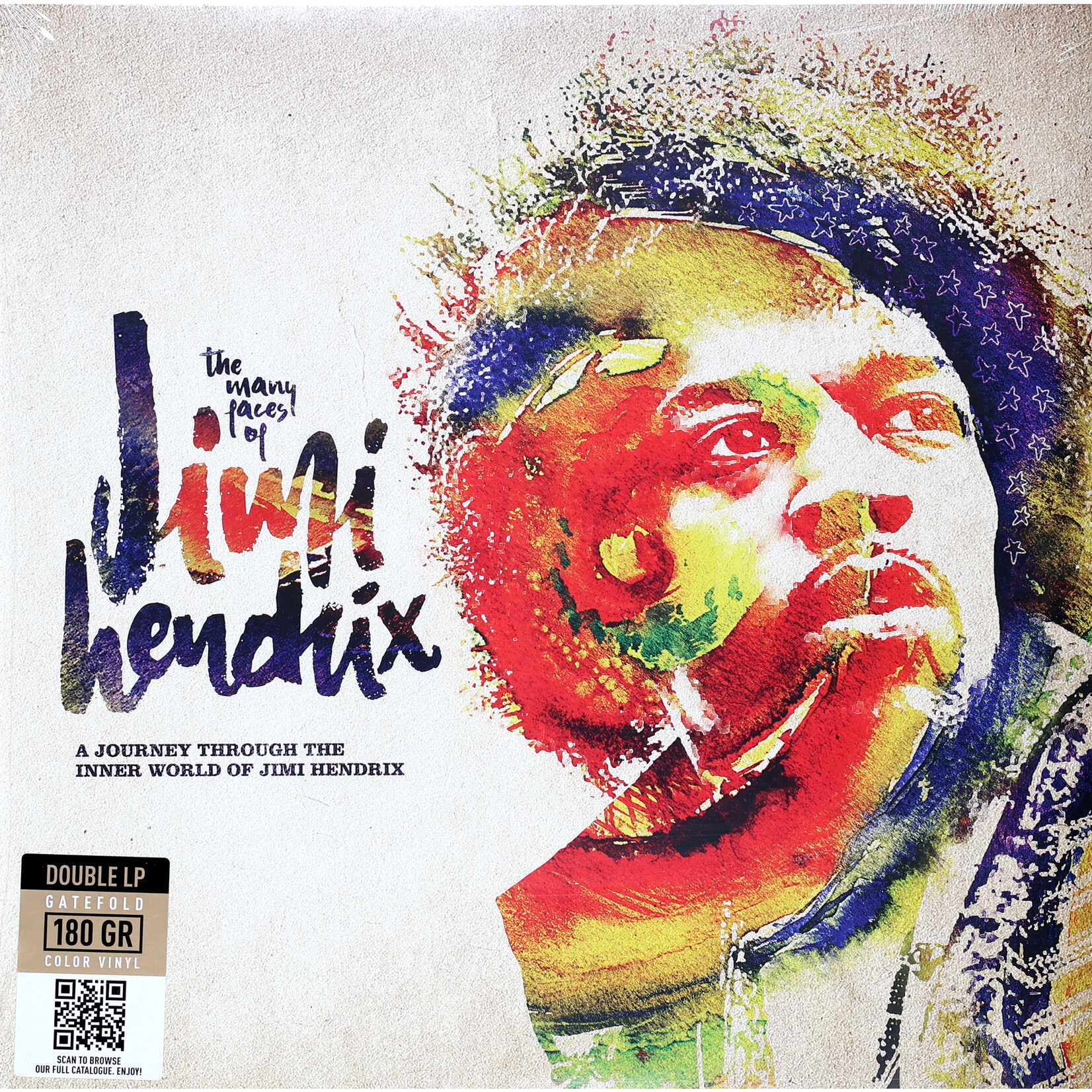 VARIOUS ARTISTS - MANY FACES OF JIMI HENDRIX - GATEFOLD  COLOURED YELLOW & BLUE 2LP