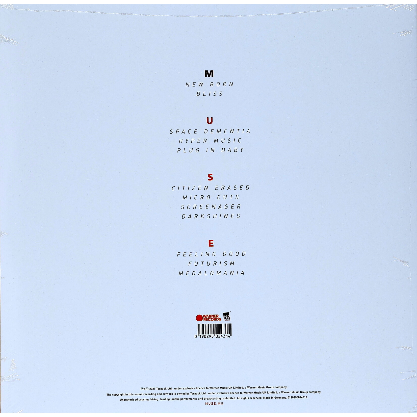 MUSE - ORIGIN OF SYMMETRY XX ANNIVERSARY REMIXX - GATEFOLD REMASTERED 2LP