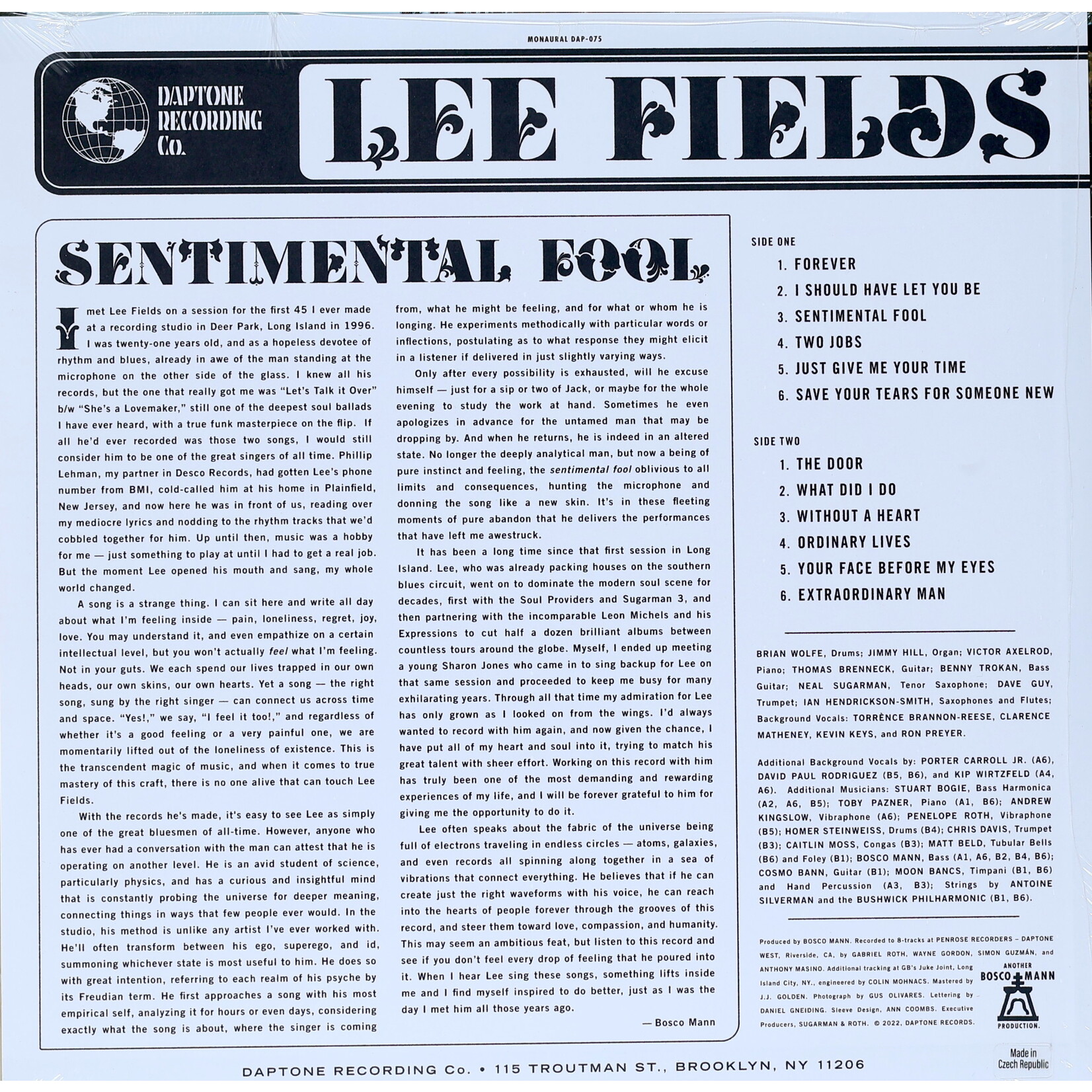 LEE FIELDS - SENTIMENTAL FOOL  - COLORED ORANGE LP