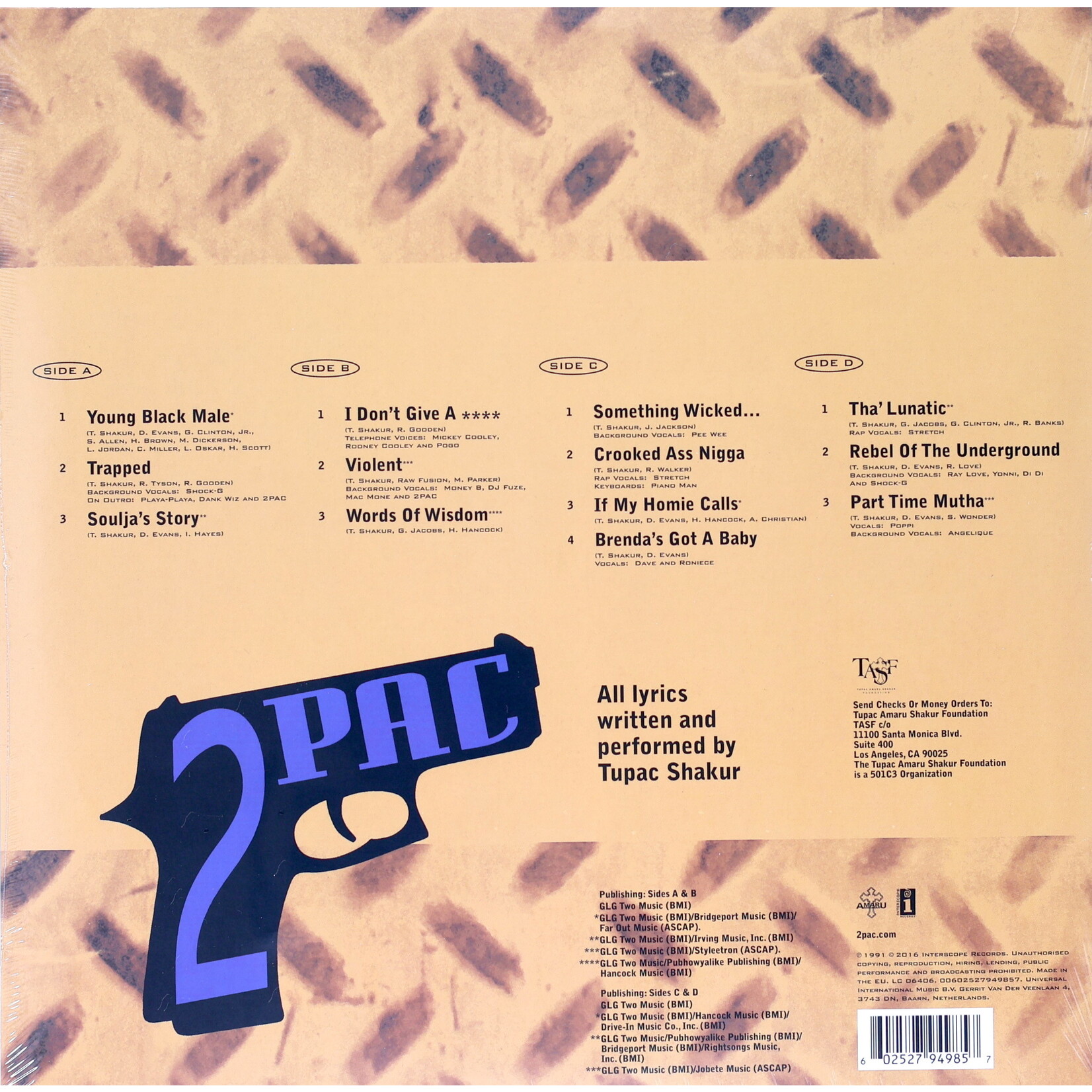 2PAC - 2PACALYPSE NOW - GATEFOLD 2LP