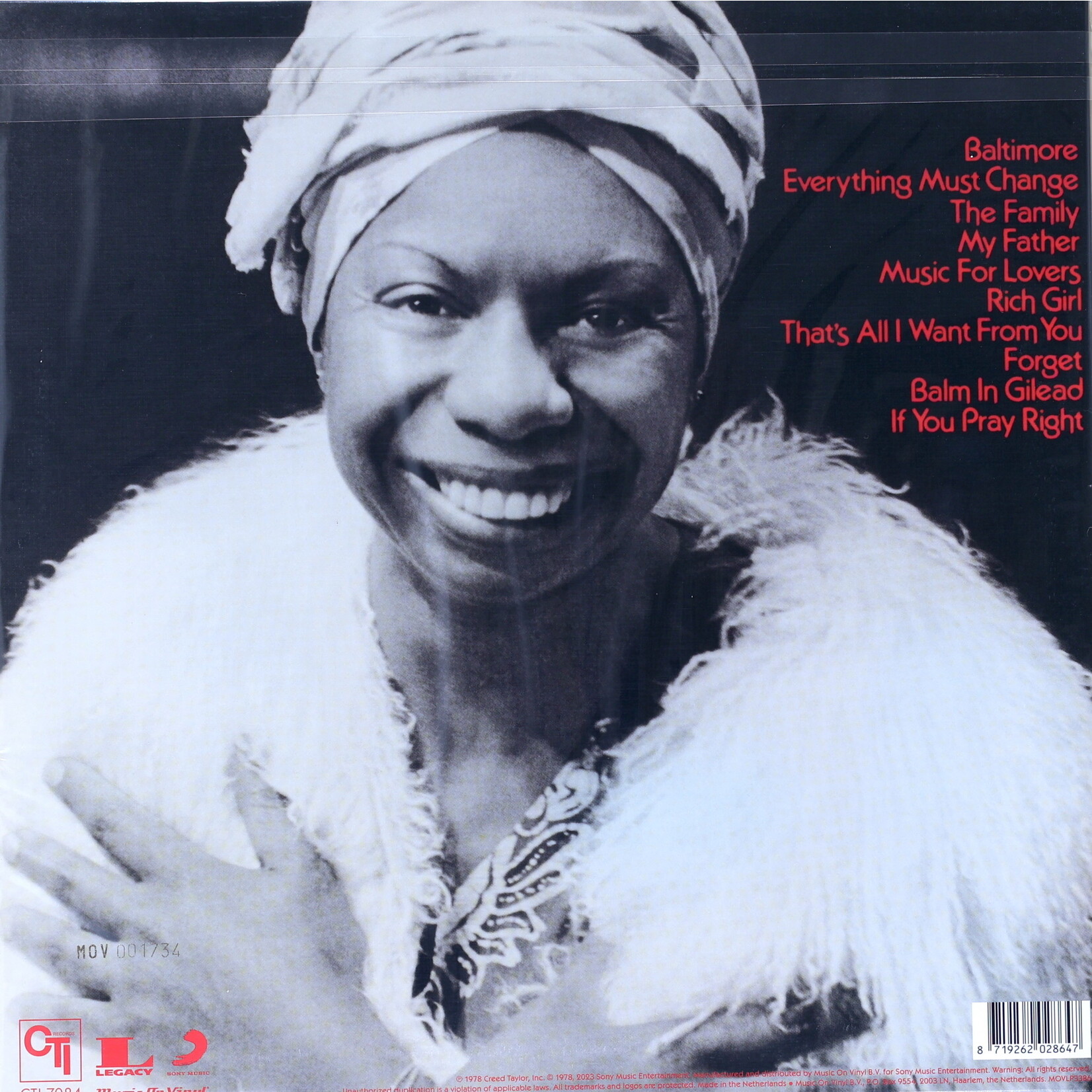 SIMONE NINA - BALTIMORE - GATEFOLD COLORED RED LP