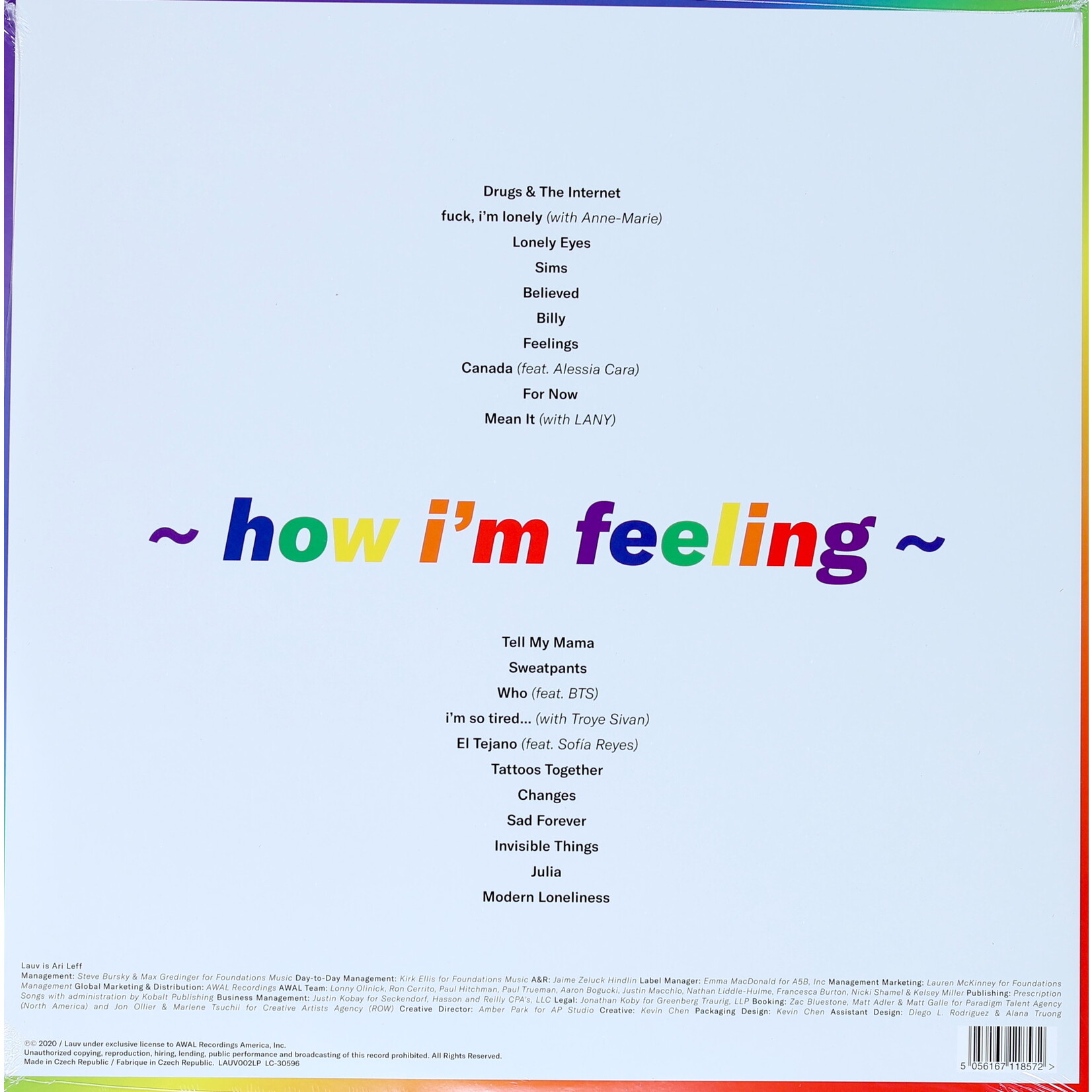 LAUV - HOW I'M FEELING - GATEFOLD COLORED WHITE 2LP
