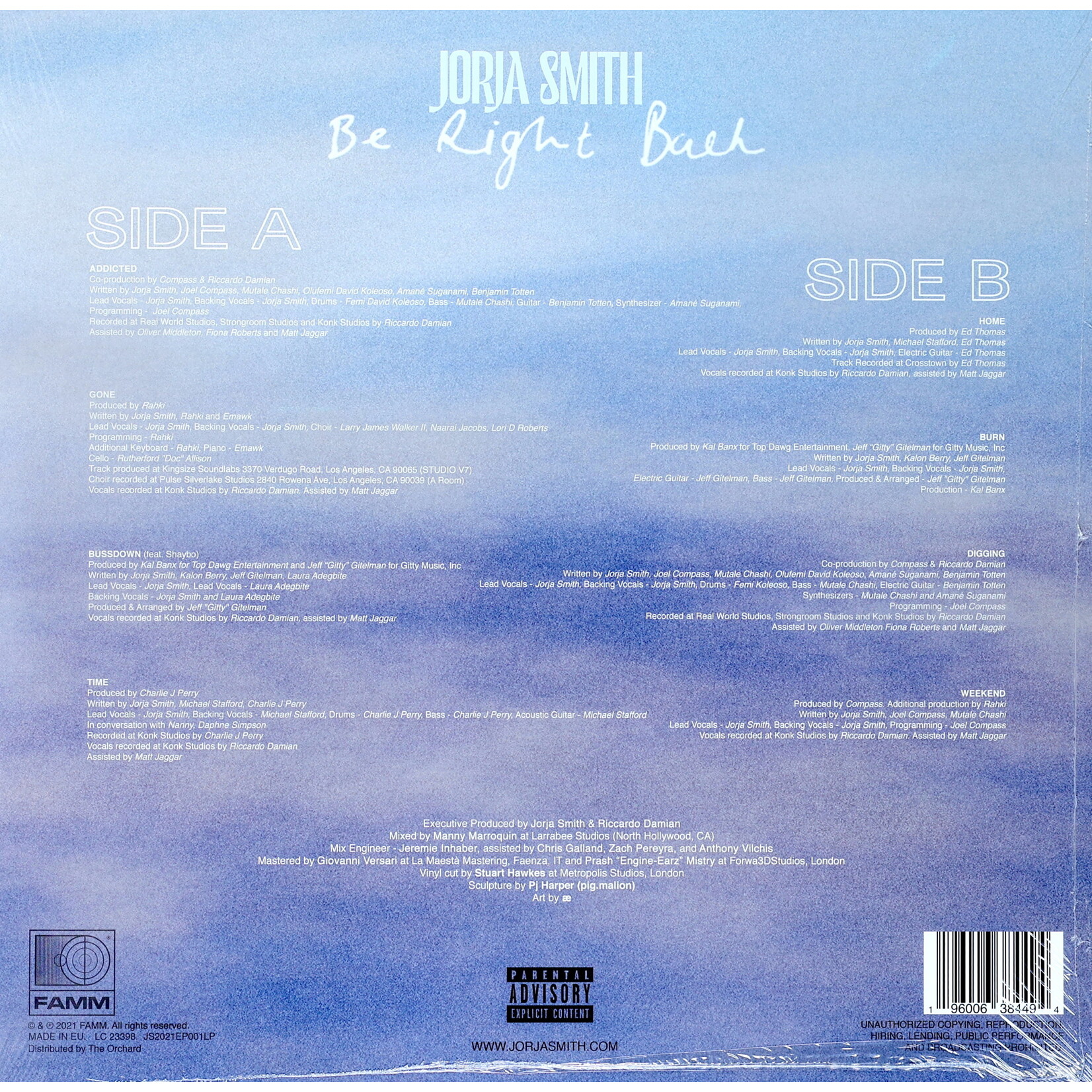 SMITH, JORJA - BE RIGHT BACK - LP