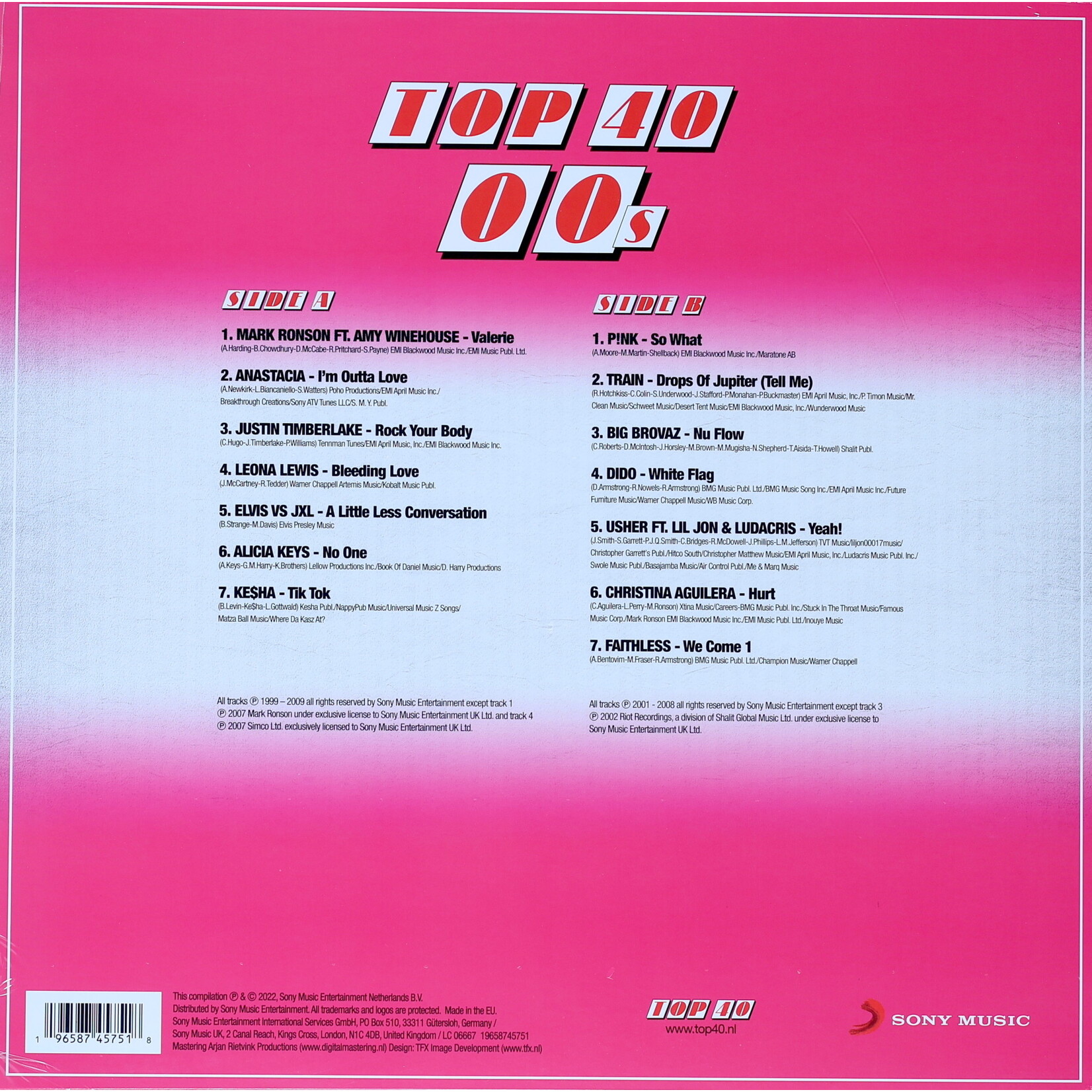 VARIOUS ARTISTS - TOP 40 - 00'S - COLORED PINK LP