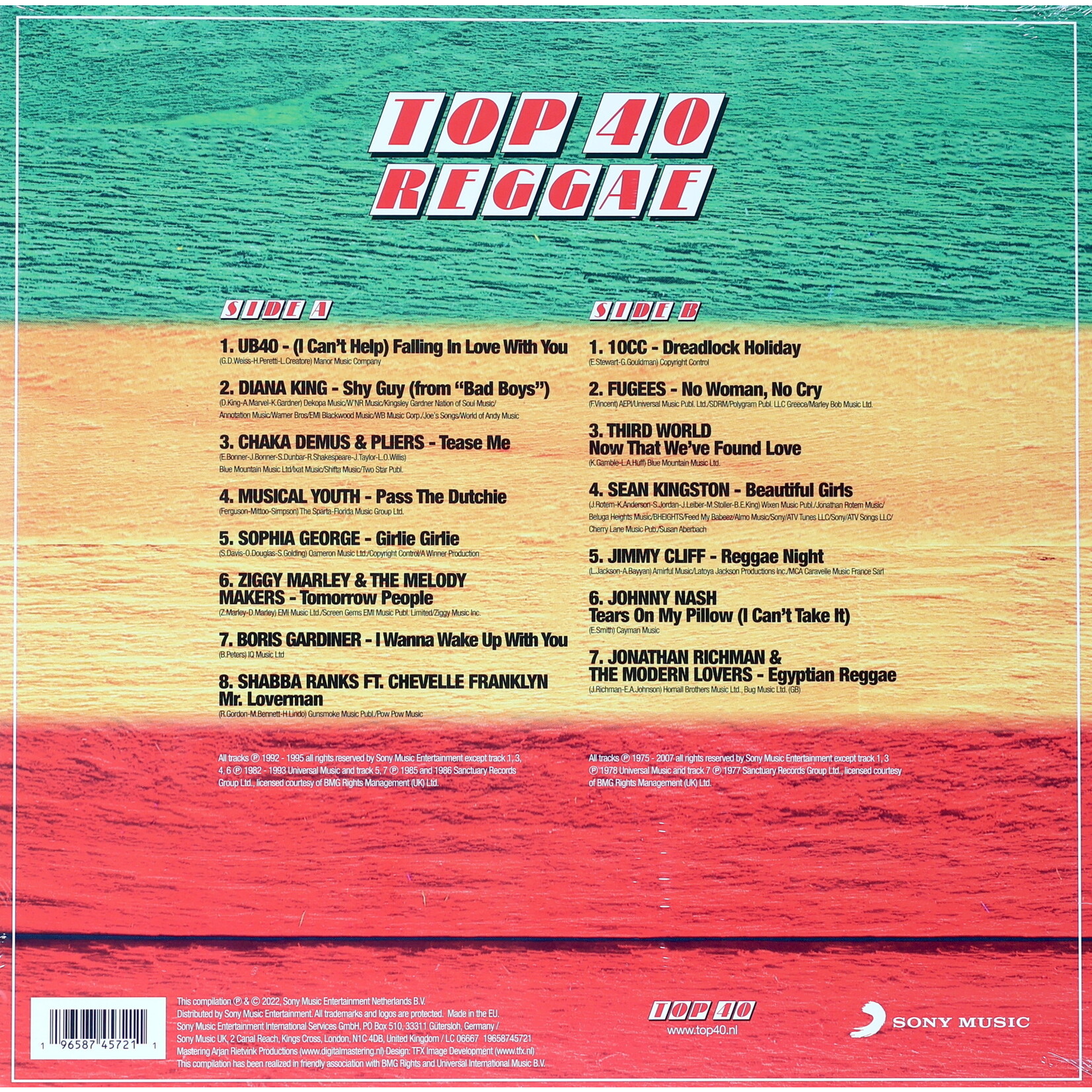 VARIOUS ARTISTS  - TOP 40 - REGGAE - COLORED RED LP