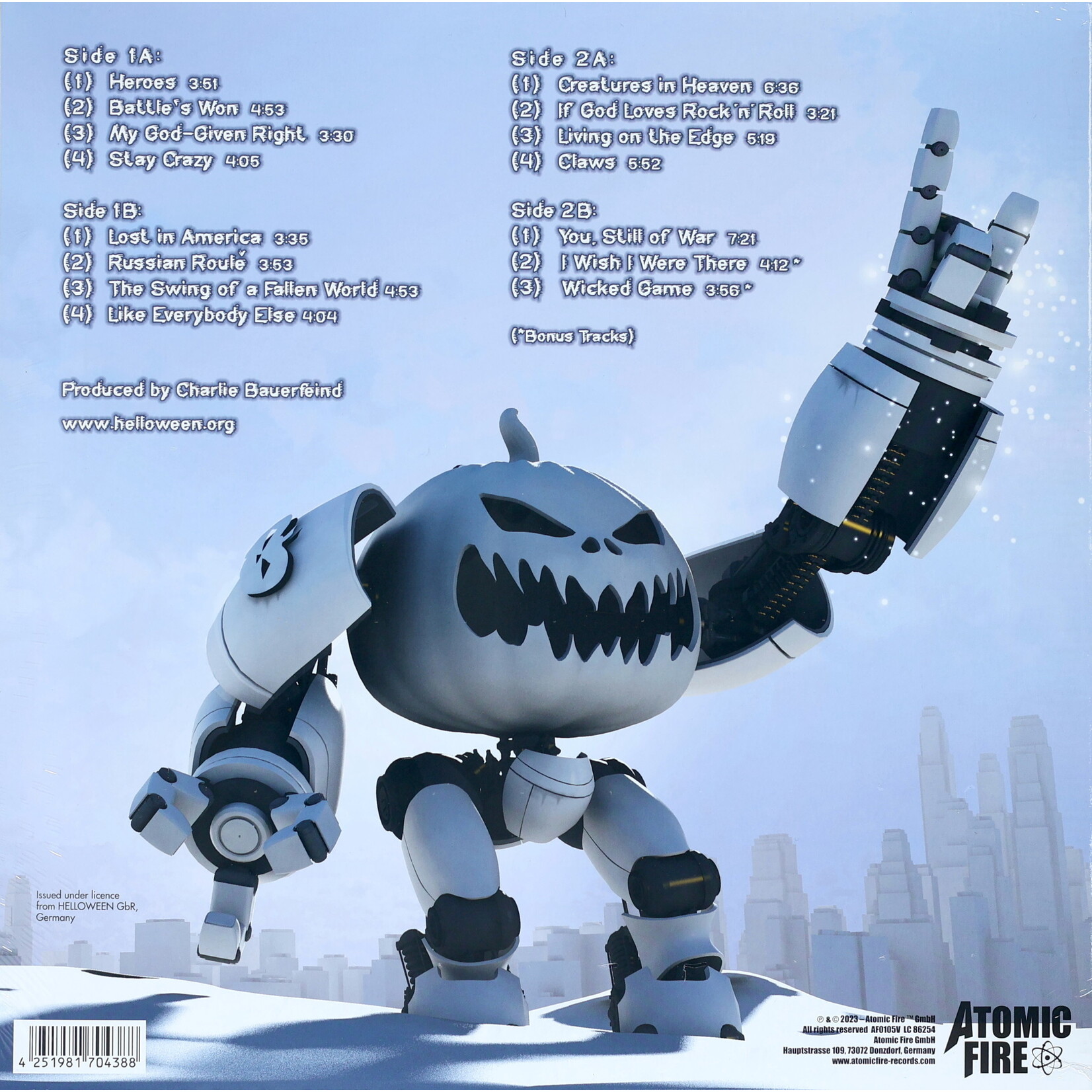 HELLOWEEN - MY GOD GIVEN RIGHT - GATEFOLD COLORED CLEAR BLACK MARBLED 2LP